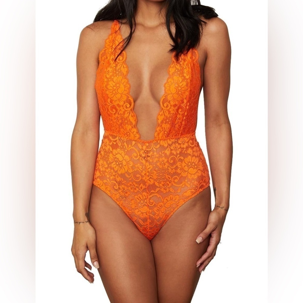 Revolve x We Are HAH Comin’ in HAHt Lace Bodysuit Burnt Orange Size XS NWT